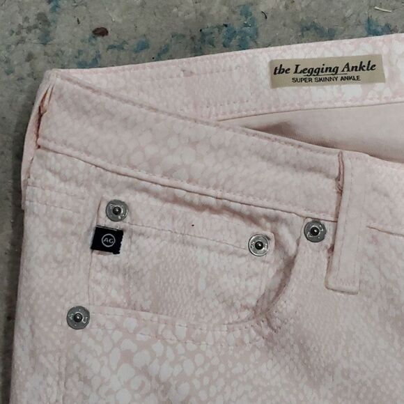 AG Adriano Goldschmied Blush Pink Snakeskin Jeans Size 29R - Picture 9 of 12